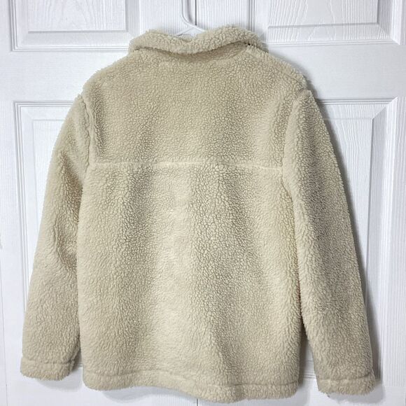 H&M Sherpa Fleece Jacket Zip Front Off-White Cream Size S - Picture 2 of 9